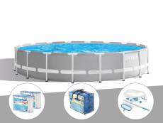 Kit piscine tubulaire Intex Prism Frame ronde 5,49 x 1,22 m + Bâche à bulles + 6 cartouches de filtration + Kit d'entretien