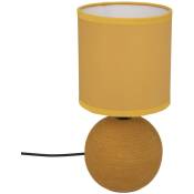 Lampe céramique Timéo jaune moutarde strié H25cm