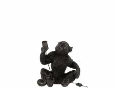Lampe singe assis resine noir - l 33 x l 31 x h 37,5 cm