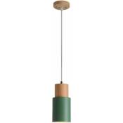 Lampes suspendues en bois massif avec abat-jour cylindrique en aluminium, mini lustres à tubes longs(vert)