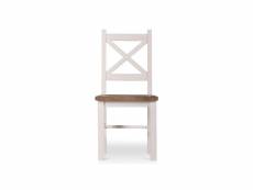 Lot de 2 chaises bois césuré blanc 47x51.5x102.5cm - décoration d'autrefois