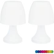 Lot de 2 lampes de table led sans fil avec changement de couleur rgb H.27CM - Blanc - Wellhome