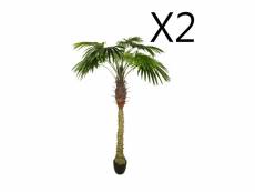 Lot de 2 palmiers artificiels coloris vert - h180 cm -pegane- PEGANE