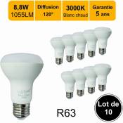 Lutece-arc - Lot de 10 ampoules LED E27 R63 8,8W (équiv.
