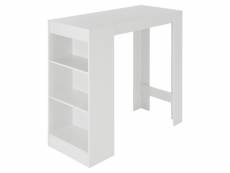 Ml-design table de bar blanche, 110x50x103 cm, avec 3 étagères, en aggloméré 390002546