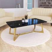 Mobilier Deco - opera - Table basse rectangulaire design effet marbre noir et doré - Noir