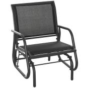 Outsunny Banc à bascule de jardin rocking chair design accoudoirs assise et dossier ergonomique acier textilène 75 x 66 x 85 cm noir