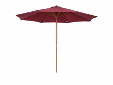 Outsunny parasol droit en bois polyester haute densité protection solaire ø 3 x 2,5 m rouge
