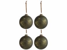 Paris prix - lot de 4 boules de noël "antique" 10cm vert