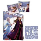 Parure de lit réversible - La reine des neiges - Anna et Elsa à la neige - 140 cm x 200 cm