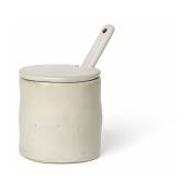 Pot à confiture avec cuillère en porcelaine blanc