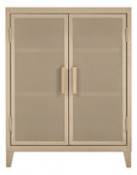 Rangement Vestiaire bas Perforé / 2 portess - Poignées chêne - Tolix beige en métal