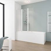 Schulte - Pare-baignoire pliant 124 x 130 cm, paroi de baignoire 3 volets, écran de baignoire pivotant, Komfort verre transparent, profilé blanc