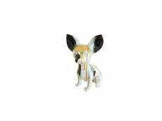 Statue chien chihuahua coulures argenté et doré h.30 cm - beverly 03