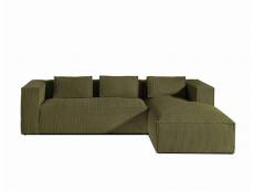 Stella - canapé d'angle - en velours côtelé - 4 places -style contemporain - droit - lisa design - vert