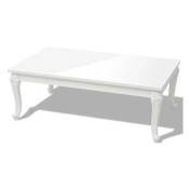 Table basse rectangulaire bois blanc laqué et pieds plastique Mento