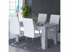 Table de repas rectangulaire 180 cm blanc-béton - rodio - l 180 x l 90 x h 76 cm