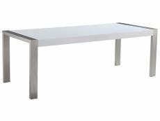 Table de salle à manger en acier inox et plateau blanc 220 x90 cm arctic i 5139