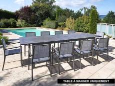 Table rectangulaire extensible en aluminium aspect teck gris SANTORIN - 10 places - Jardiline