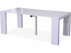 Table repas extensible "dina" - 200-40 x 94 x 75 cm - blanc laqué