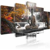 Tableau bouddha d'automne - 200 x 100 cm - Gris et