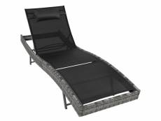 Tectake chaise longue en rotin moana - gris tacheté 404873