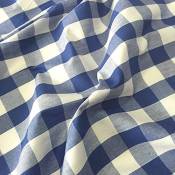Tissu vichy bleu royal, polyester et coton, motif carreaux
