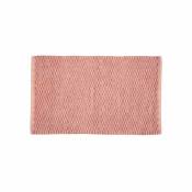 WENKO Tapis de bain Mona rose, tapis tendance pour salle de bain à motif de tricot, 100% coton, accessoire de bain avec dessous antidérapant, 50 x 80