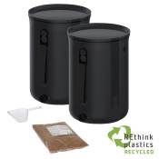 2 Composteurs Bokashi, Plastique recyclé, noir, 9,6l+1kg activateur