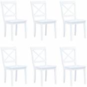 6 pcs Chaises de salle à manger Blanc Bois d'hévéa massif - Fimei