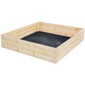 Bac de potager - bac de culture - 80x80x30 cm - bois - avec tapis de sol