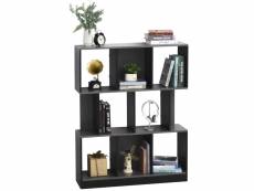 Bibliothèque étagère meuble de rangement 3 niveaux design contemporain mdf e1 bicolore gris noir