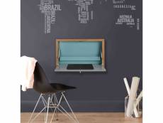 Bureau mural en bois bleu et gris - bu0057