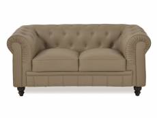 Canapé chesterfield 2 places simili cuir taupe cozji