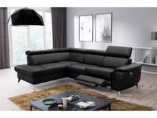 Canapé d'angle en cuir italien de luxe - 5/6 places - 1 relax électrique et coffre - noir - angle gauche – lincoln