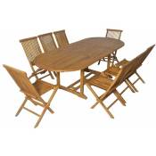 Cémonjardin - Salon de jardin en teck grade c Lombok : table ovale + 8 chaises - Marron