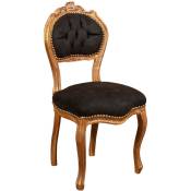 Chaise de salon dorée Louis XVI 90x45x42 Chaise en bois Fauteuil de chambre à coucher Style français Fauteuil baroque rembourré - or et noir antique