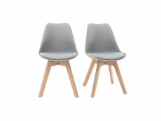 Chaises design gris et bois clair massif (lot de 2)