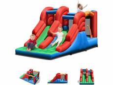 Costway château gonflable avec trampoline, aire de jeux gonflable toboggans et mur d'escalade gonflable pour enfants de 3 a 10 ans, 367x206x187cm, sou