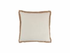 Coussin bord tissage carre polyester beige - l 45 x