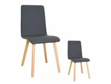 Duo de chaises similicuir gris - valonte - l 42 x l