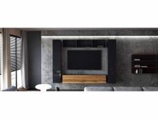 Ensemble de 4 meubles suspendus noir mat / chêne wotan