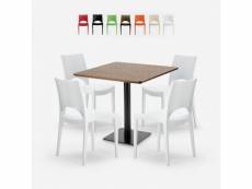 Ensemble table 90x90cm horeca et 4 chaises empilables bar restaurant prince
