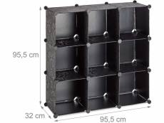 Étagère rangement 9 casiers modulable diy assemblage plug in bibliothèque plastique noir helloshop26 13_0001189_3