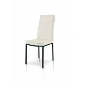 Fashion Commerce - Lot de 2 chaises blanches en simili cuir avec structure en métal laqué noir - Bianco
