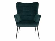 Fintry - fauteuil velours vert et piétement acier noir