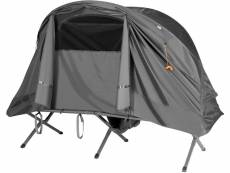 Giantex tente camping surélevée pour 1 personnes matelas auto-gonflant sac transport à roulettes double toit crochet de lampe gris