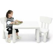 Goplus - Ensemble de Table et Chaises pour Enfants,Table et 2 Chaises en Plastique pour Activités d'étude,Utilisation Intérieure ou Extérieure pour