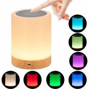 Groofoo - Lampe de chevet,lampe de nuit led avec variateur Capteur tactile 360 ° Lampe de table portable rechargeable usb 16 couleurs pour chambre