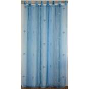 Homemaison - Voilage à Pattes Coloré et Fleuri Bleu 140 x 240 cm - Bleu